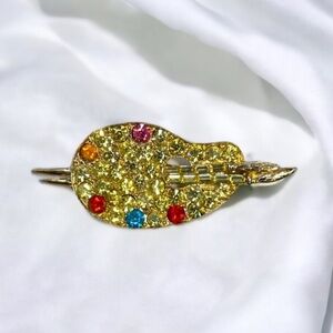 Artist Palette Rhinestone Brooch